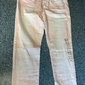 American eagle low rise super skinny jeggings, distressed peach.  New with tags